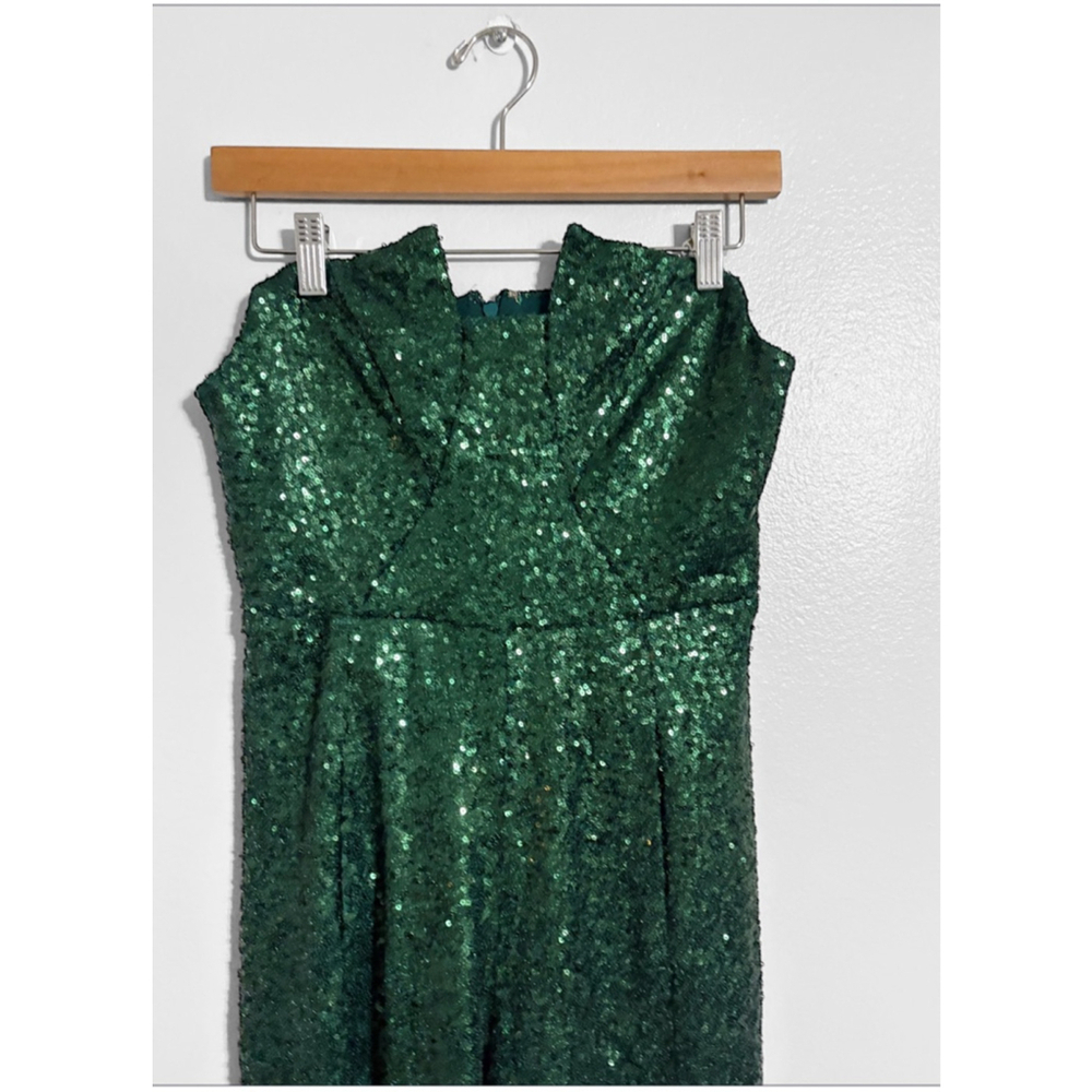 Black Halo Lena Rare Green Sequin Jumpsuit - Picture 4 of 13